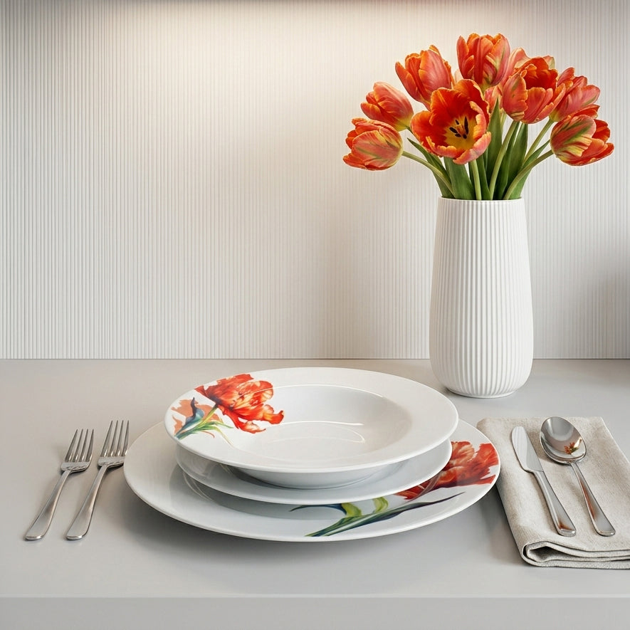 LEA TULIP 18-teiliges Geschirrset, Rote Tulpe, für 6 Personen – Produktdetail