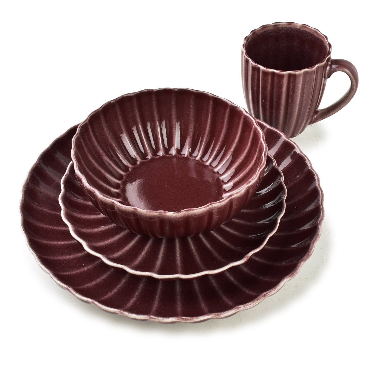 EVIE BURGUNDY Essteller, 27,5 cm – Seitenansicht