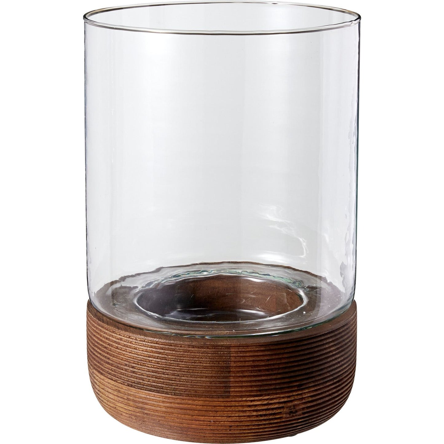 Glaskerzenhalter mit Sockel aus Mangoholz dunkelbraun - tinkie.de