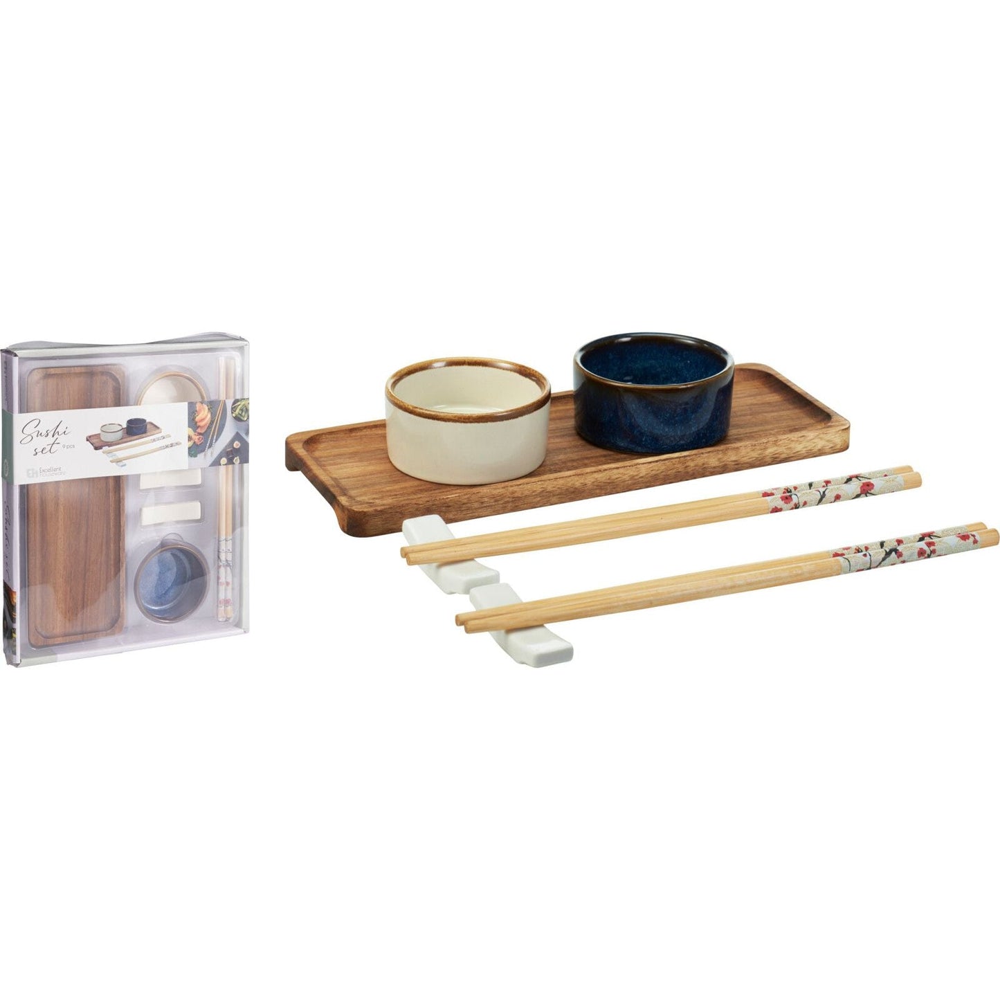 Sushi Set aus Porzellan Holz 24 cm 9 teilig - tinkie.de