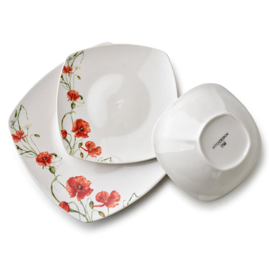 LEA POPPY 18-teiliges Geschirrset, Mohnblumen, Schüssel 16,5 cm – Detailansicht