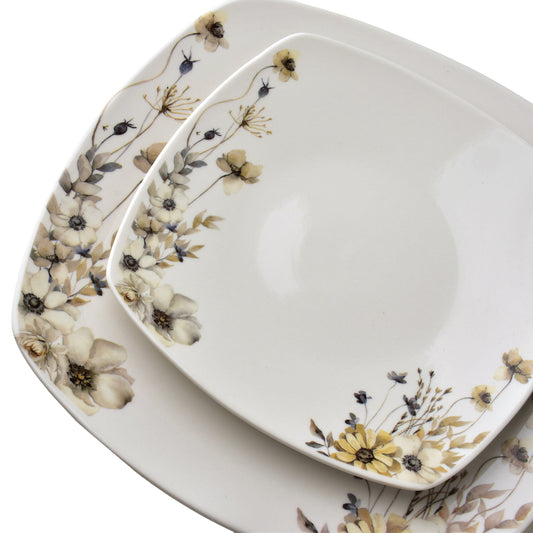 LEA PRIME 18-teiliges Geschirrset, Aquarell-Blüten, für 6 Personen – Detailansicht
