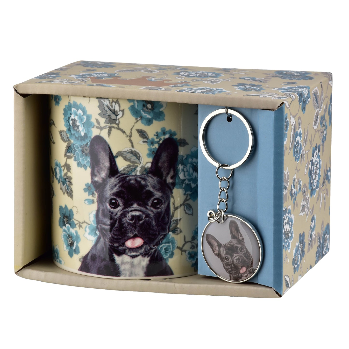 NOYA Becher mit Schlüsselanhänger 380 ml, Französische Bulldogge – Seitenansicht