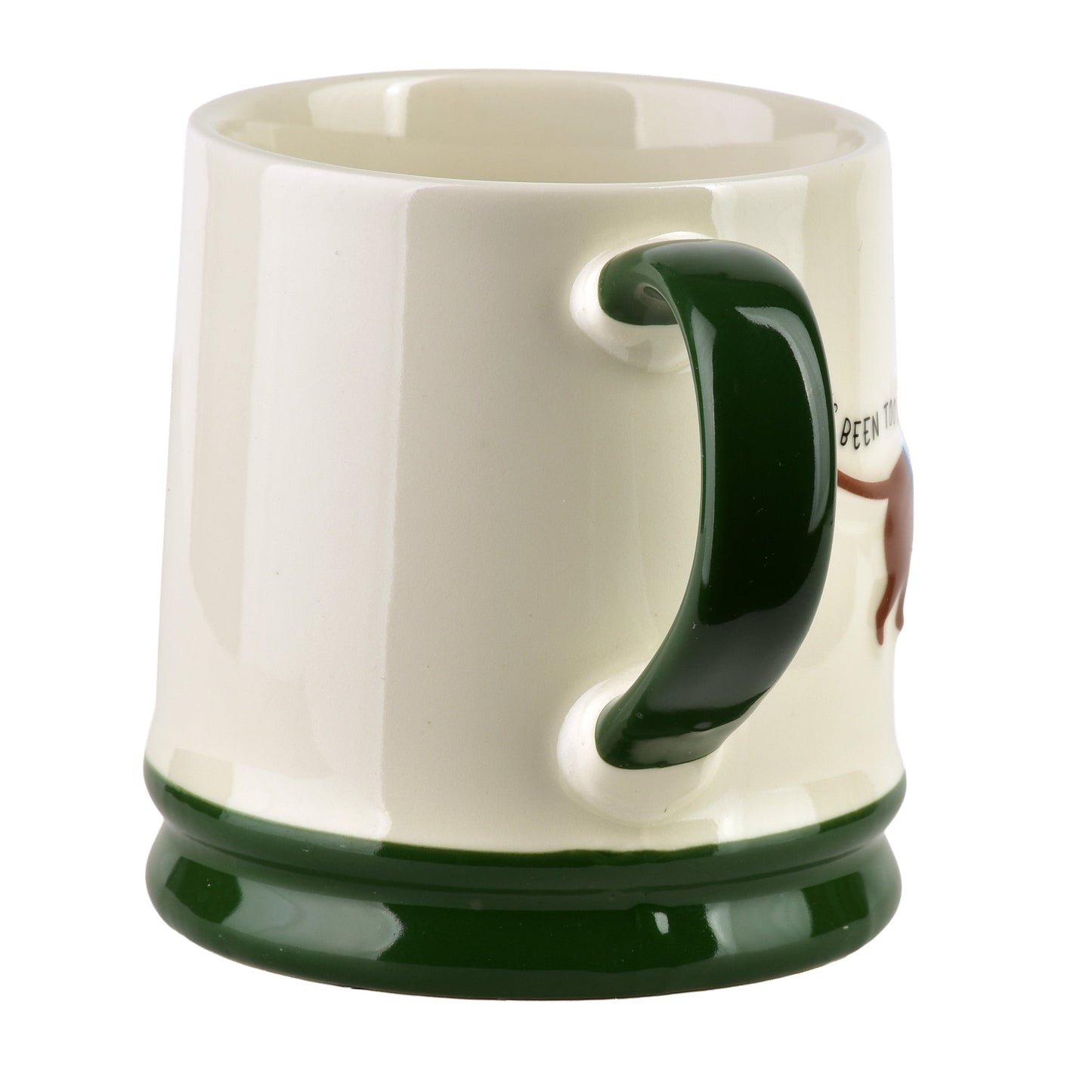 DOXIE Trinkbecher 320 ml, Dackel-Motiv „It's Been Too Loooooong" – in Verwendung