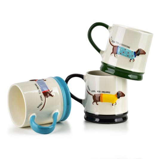 DOXIE Trinkbecher 320 ml, Dackel-Motiv „Short Legs, Big Dreams" – Detailansicht