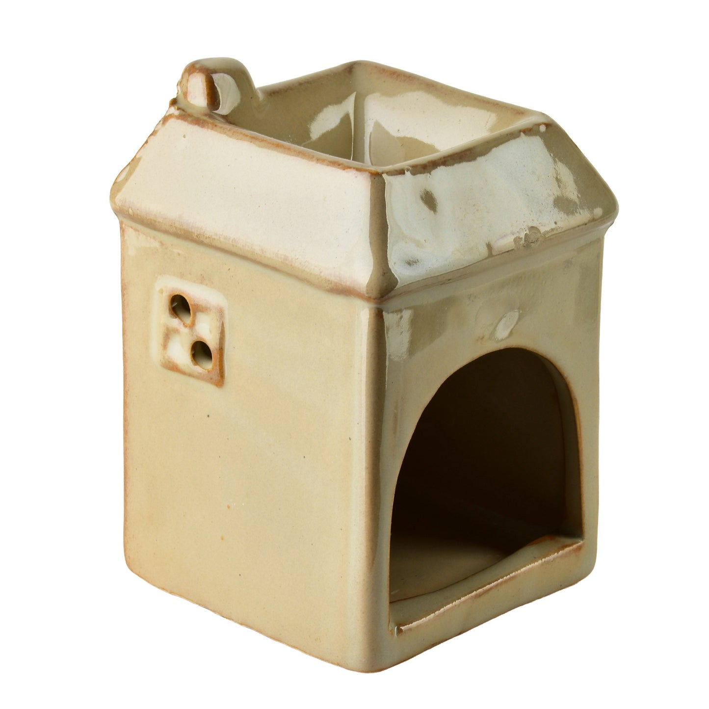 Ölkamin Häuschen, Keramik, Beige – Seitenansicht