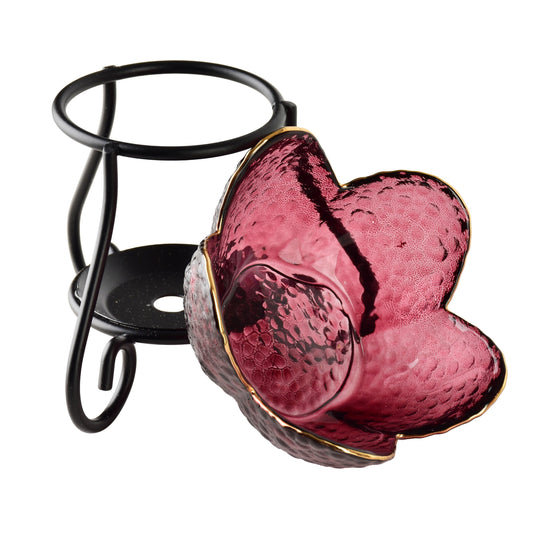 Ölduftlampe aus Metall mit Glas, Rosa – Detailansicht