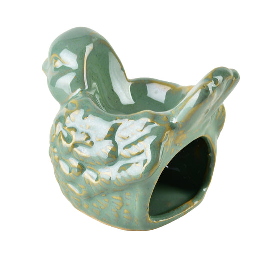 Ölbrenner Vogel, Keramik im Vintage-Stil, Türkis-Blau-Grün – Detailansicht