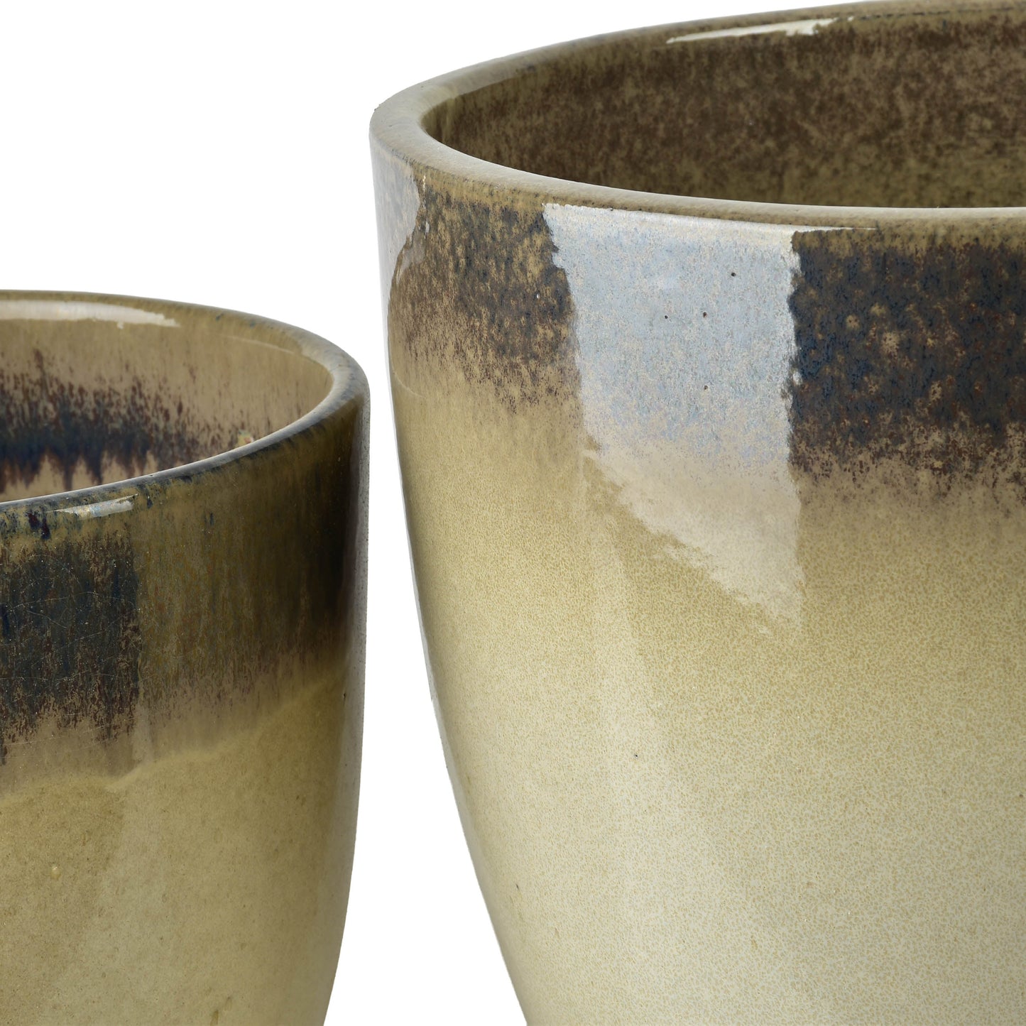 HEVRA Übertopf-Set 4-tlg., Fiber Clay matt, Beige-Schwarz, bis 44 cm – Seitenansicht