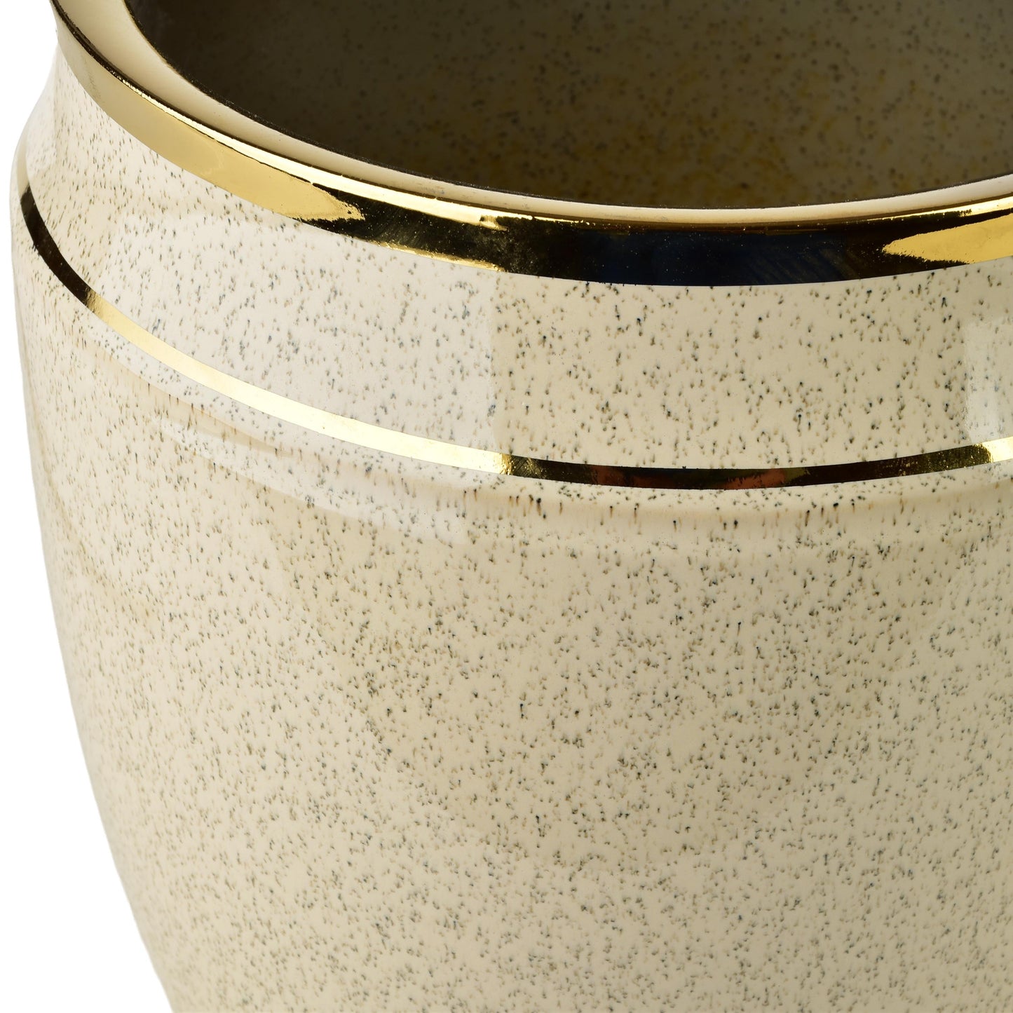 NEVA Keramik-Übertopf-Set 2-tlg. Beige-Gold, Krakelee-Optik, 31 & 21 cm – Seitenansicht
