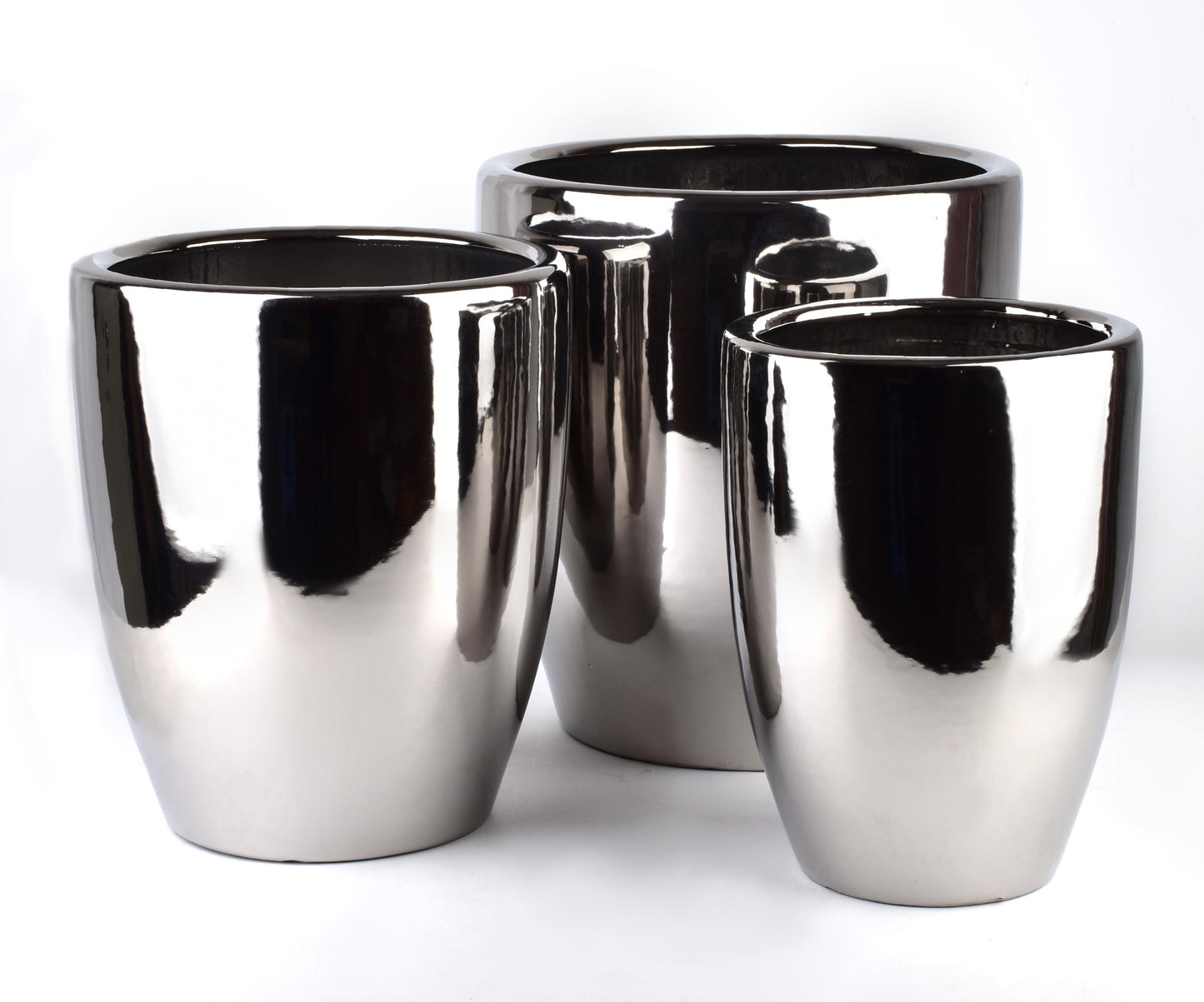 Neva Keramik-Übertopf Set (3-teilig) Silber - Tinkie