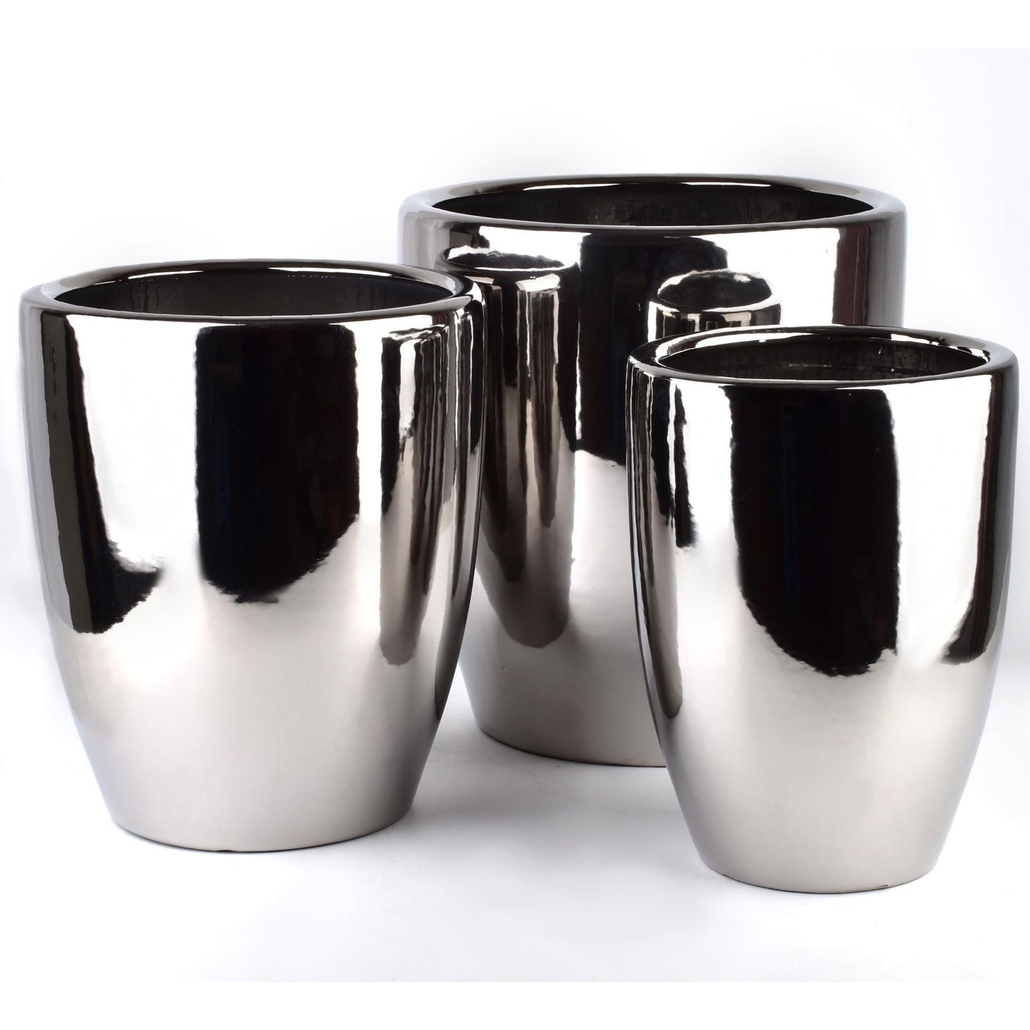 Neva Keramik-Übertopf Set (3-teilig) Silber - tinkie.de