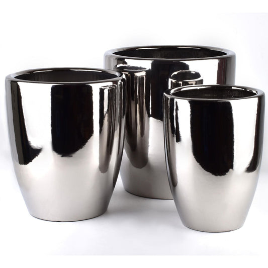 Neva Keramik-Übertopf Set (3-teilig) Silber - tinkie.de