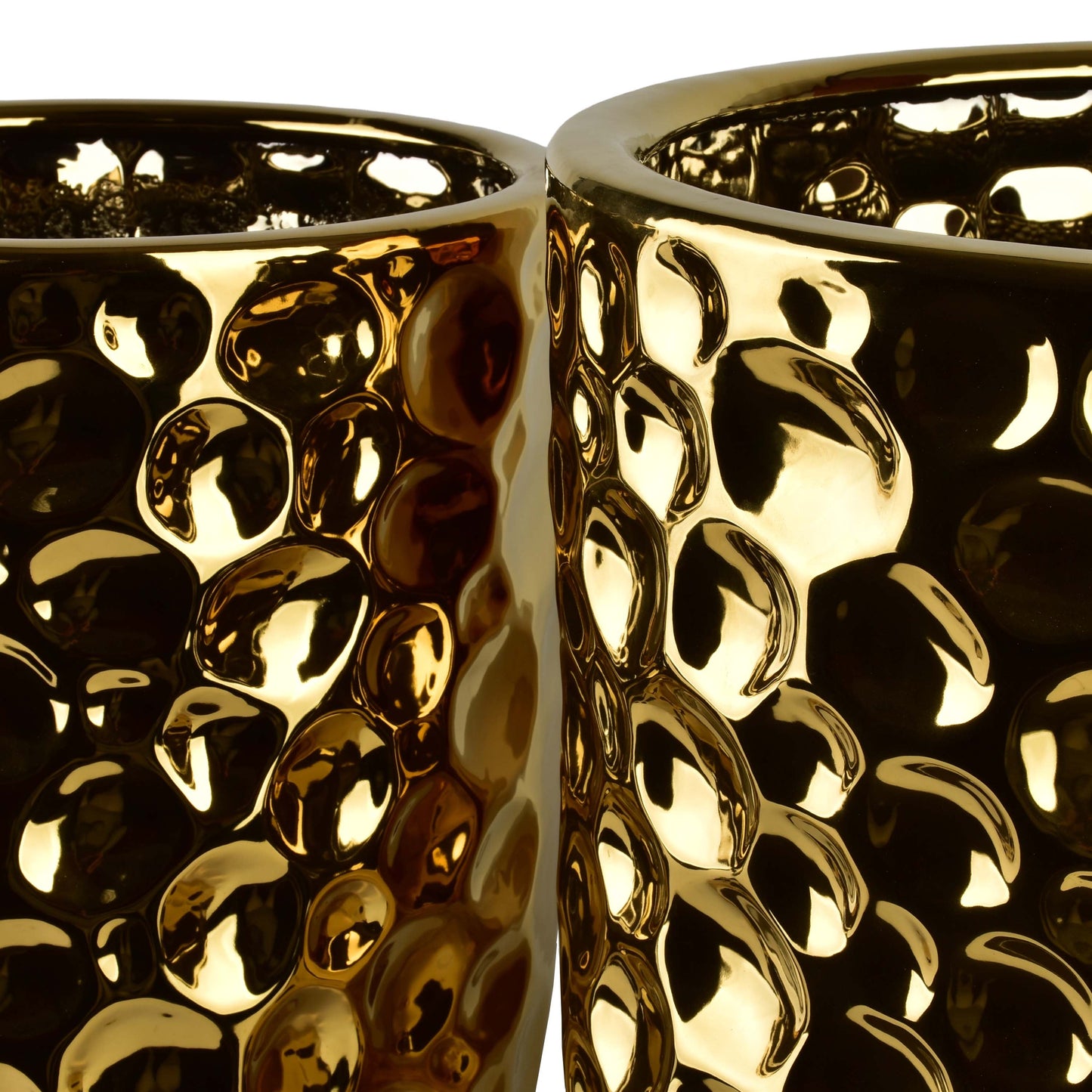 NEVA GOLD Keramik-Übertopf-Set 3-tlg., glänzend, bis 46 cm – Seitenansicht