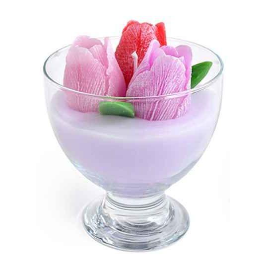 Kerze im Tulipany Kerzenhalter Wachs lila - tinkie.de