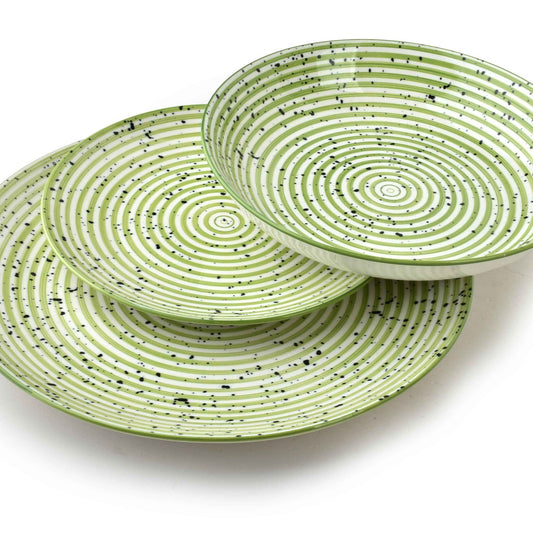 Stripes Green 18 teiliges Geschirrset 27/19/20 cm Schüssel 550 ml - tinkie.de