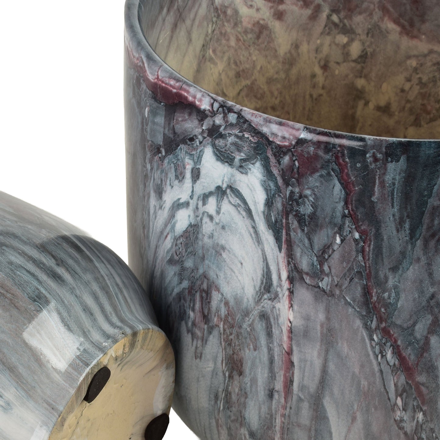 NEVA MARBLE Übertopf-Set 3-tlg., Grau-Weiß-Graphit, bis 30 cm – Seitenansicht