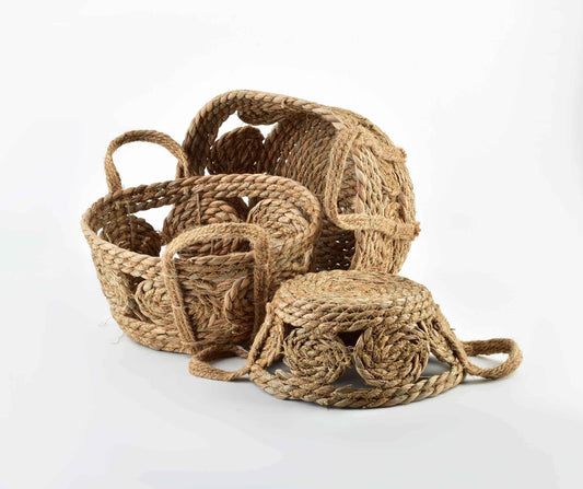 Mondex Bali 3er Korb Set aus Seegras Beige 30/27/21 cm