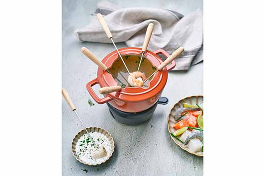 Fondueset rot mit Gabeln