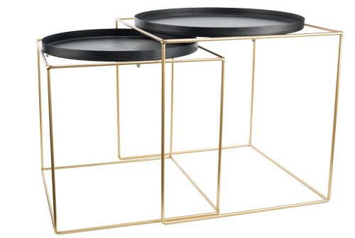 Beistelltisch Set 2 Stück Matt Schwarz - Beistelltisch - tinkie.de