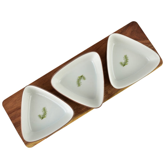 MODERN KITCHEN Schneidebrett mit 3 dreieckigen Schalen, Rosmarin – Seitenansicht
