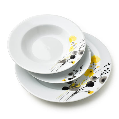 LEA Yellow 18 teiliges Geschirrset 21 8 cm/19 2 cm/27 cm Suppenteller 220 ml - Tinkie