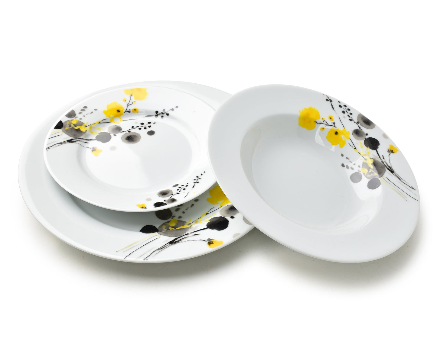 LEA Yellow 18 teiliges Geschirrset 21 8 cm/19 2 cm/27 cm Suppenteller 220 ml - Tinkie