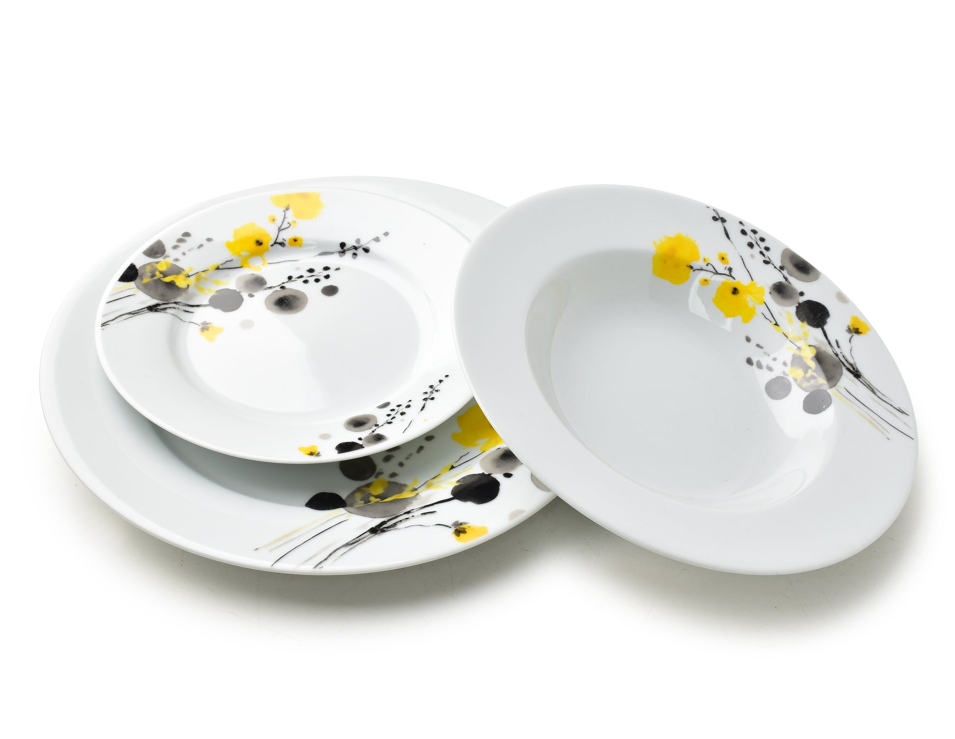 LEA Yellow 18 teiliges Geschirrset 21 8 cm/19 2 cm/27 cm Suppenteller 220 ml - Tinkie