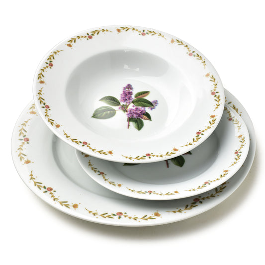 LEA Lilac 18 teiliges Geschirrset 21 8 cm/19 2 cm/27 cm Suppenteller 220 ml - Tinkie