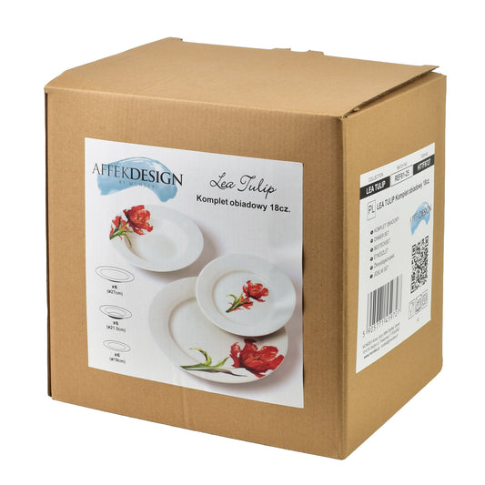 LEA TULIP 18-teiliges Geschirrset, Rote Tulpe, für 6 Personen – Seitenansicht