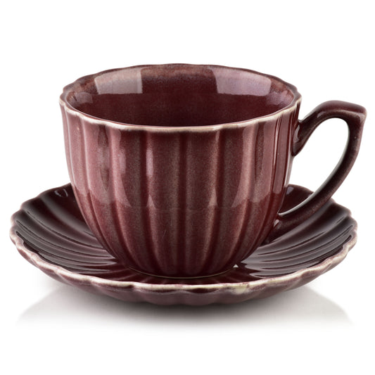 Evie Burgundy Tasse mit Untertasse 300 ml - Tinkie