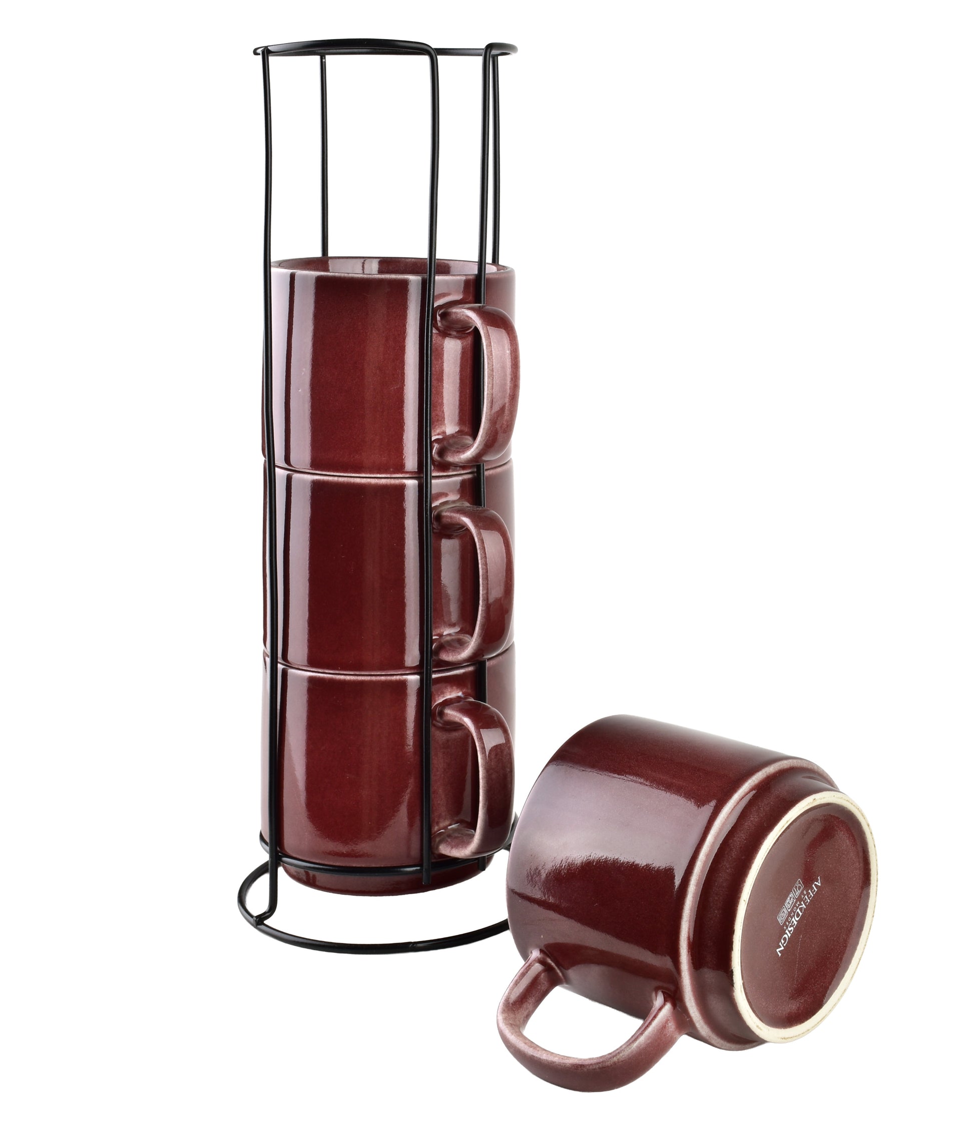 Evie Burgundy Set mit 4 Bechern auf einem Ständer ml - Tinkie