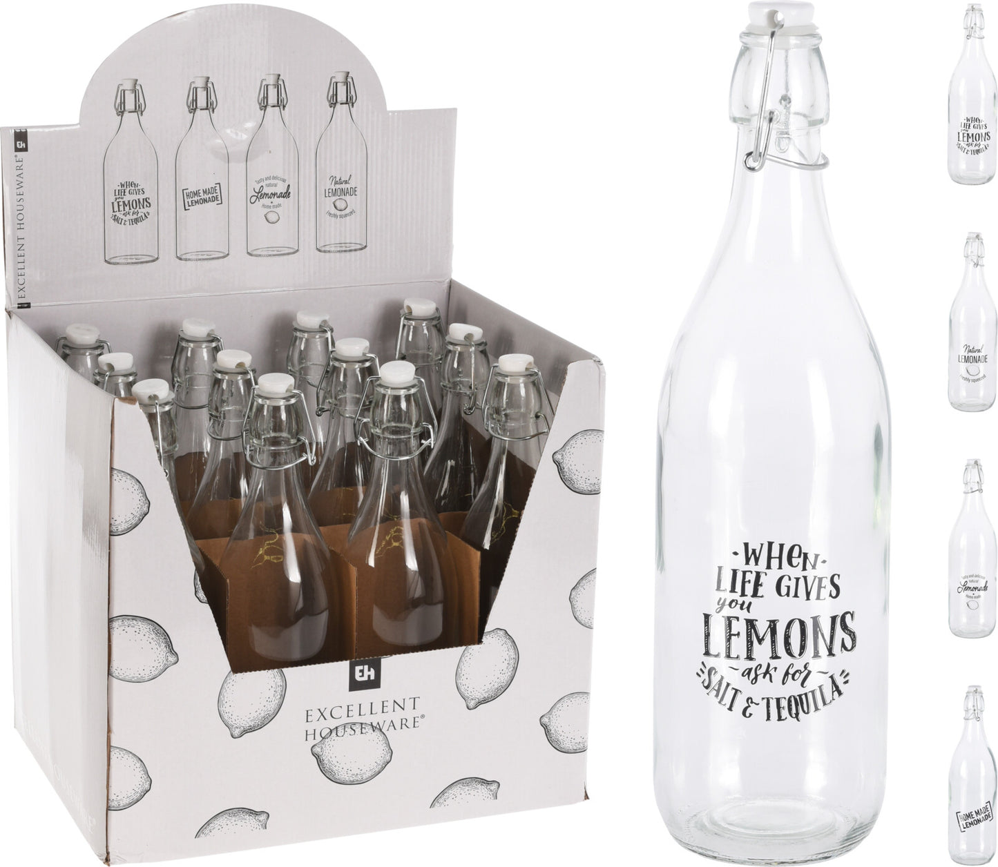 Flasche MIT Klammer 1 L 8 5 × 31 5 CM 4 Motive - Tinkie