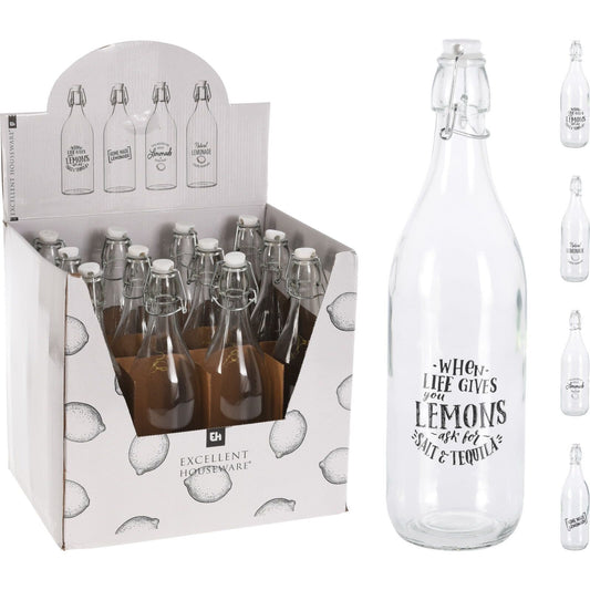 Flasche MIT Klammer 1 L 8 5 × 31 5 CM 4 Motive