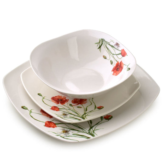 LEA Poppy 18 teiliges Geschirrset 16 cm 500 ml/18 cm/24 cm