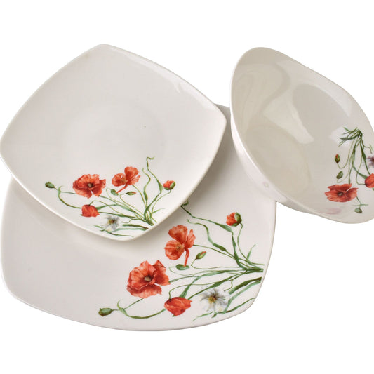 LEA Poppy 18 teiliges Geschirrset 16 cm 500 ml/18 cm/24 cm