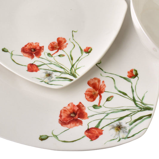 LEA POPPY 18-teiliges Geschirrset, Mohnblumen-Motiv, für 6 Personen – in Verwendung