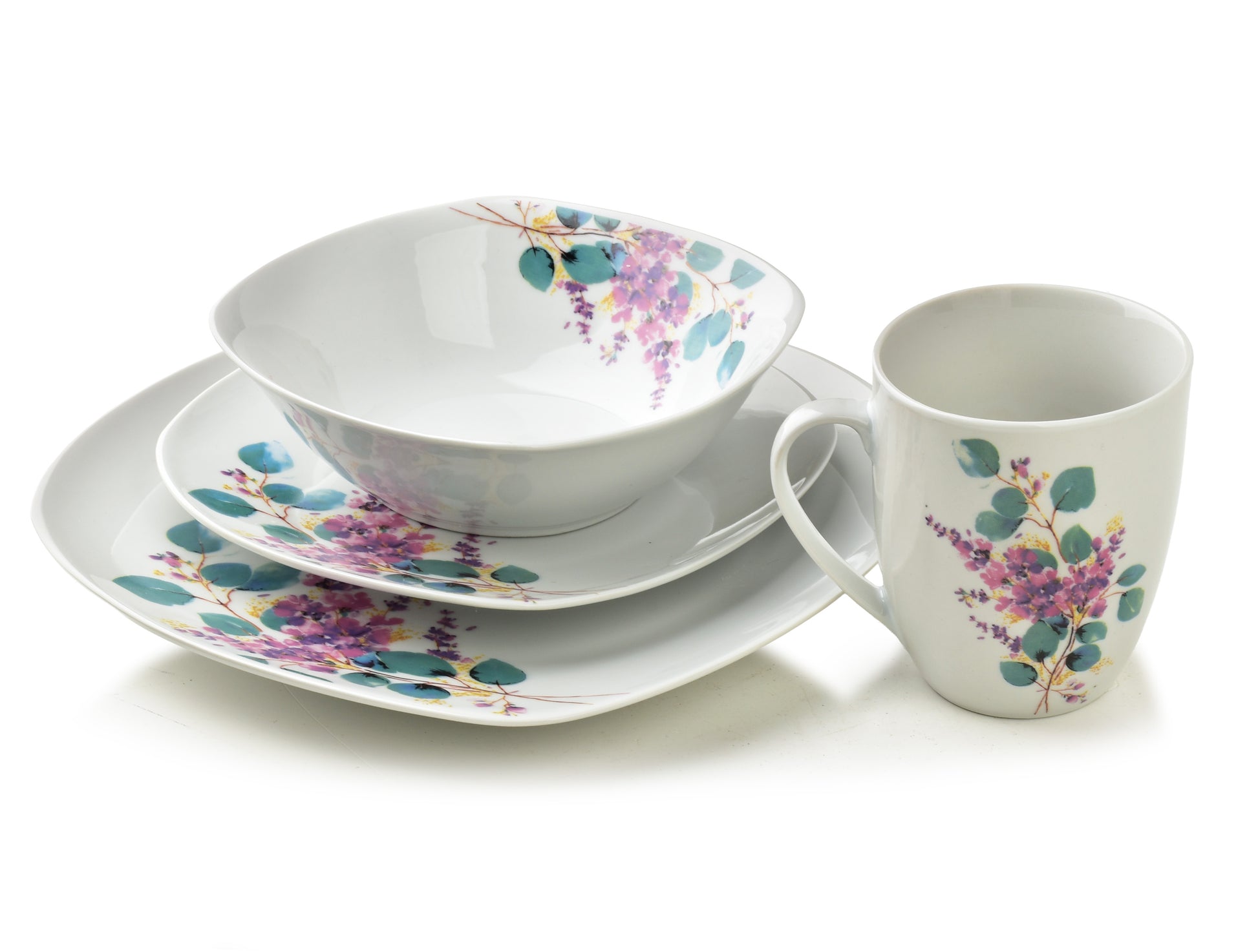 LEA Lavender 16 teiliges Geschirrset Tasse 370 ml / Schüssel 500 ml 17/19 5/25 5 cm - Tinkie