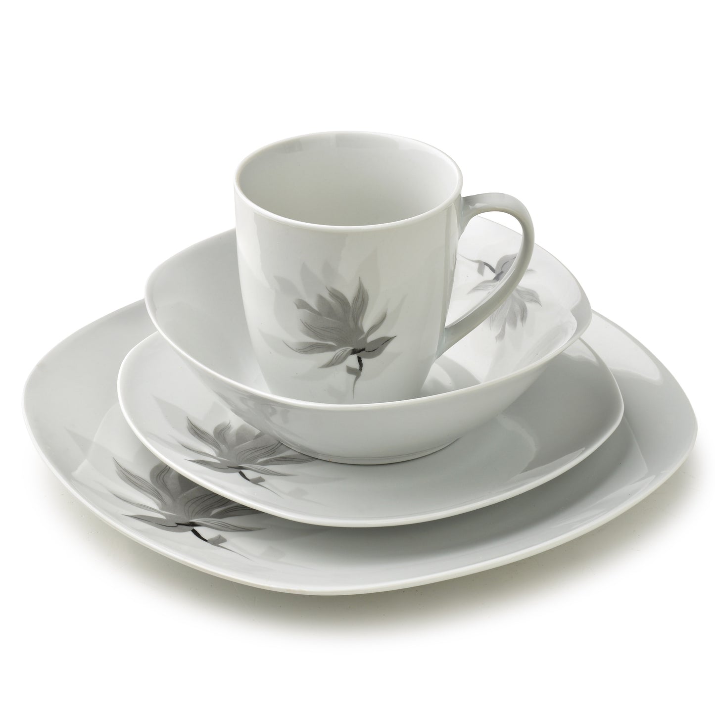 Magnolia 16 teiliges Geschirrset Tasse 370 ml / Schüssel 500 ml 17/19 5/25 5 cm - Tinkie
