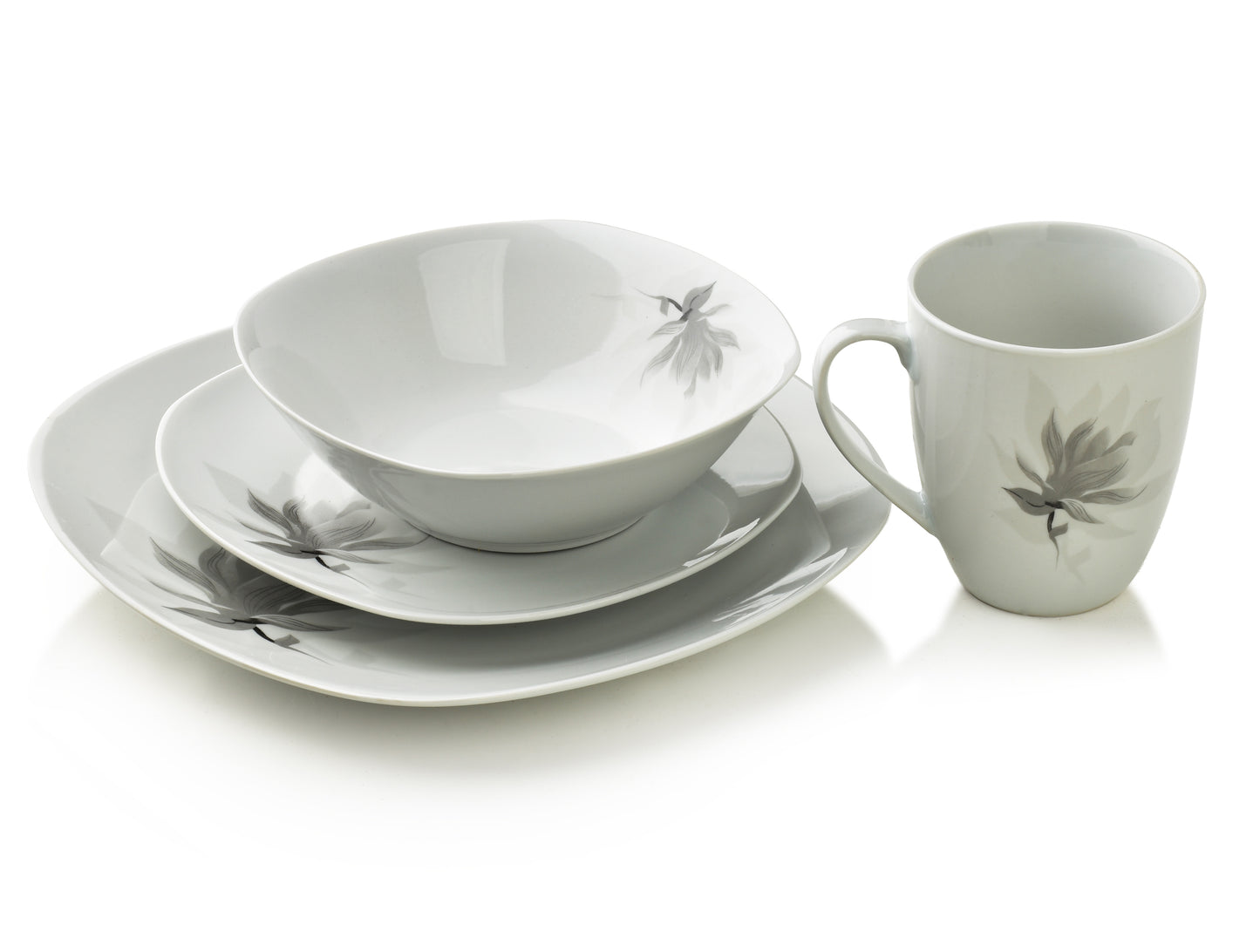 Magnolia 16 teiliges Geschirrset Tasse 370 ml / Schüssel 500 ml 17/19 5/25 5 cm - Tinkie