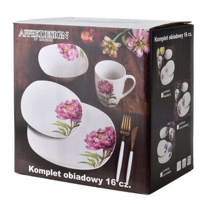 Magnolia 16 teiliges Geschirrset Tasse 370 ml / Schüssel 500 ml 17/19 5/25 5 cm - Tinkie