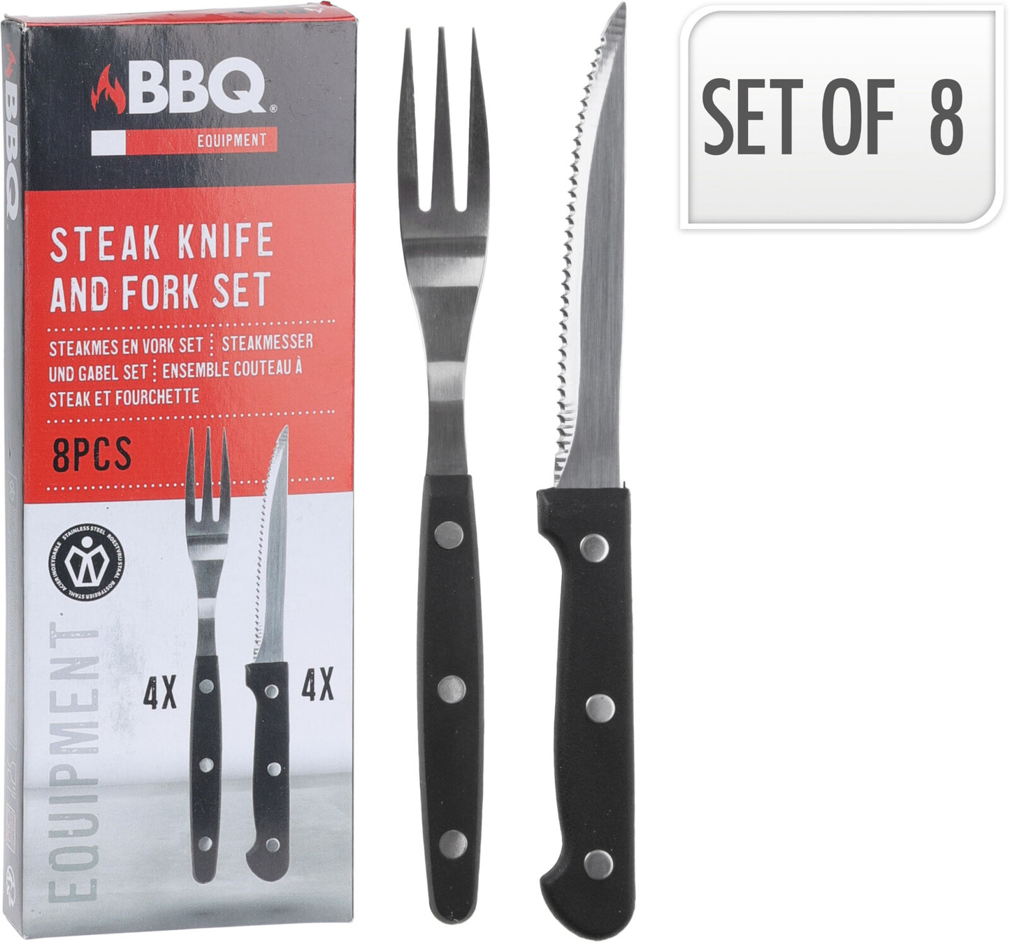 8 teiliges Steakmesser Gabel Set (Set für 4 Personen) - Tinkie