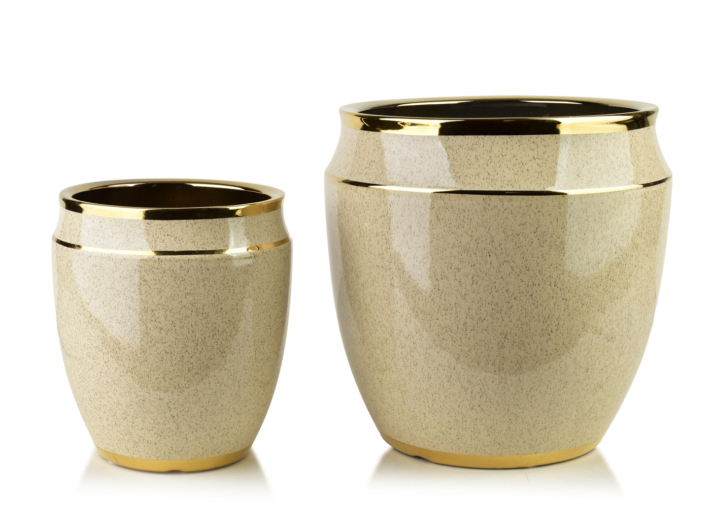 Neva Keramik-Übertopf Set (2-teilig) Gold & Beige - Tinkie