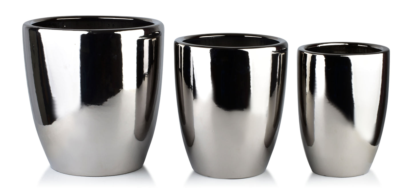Neva Keramik-Übertopf Set (3-teilig) Silber - Tinkie