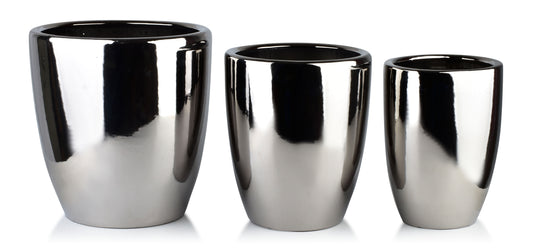 Neva Keramik-Übertopf Set (3-teilig) Silber - Tinkie