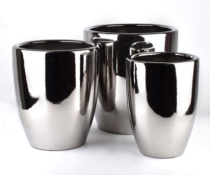 Neva Keramik-Übertopf Set (3-teilig) Silber - Tinkie