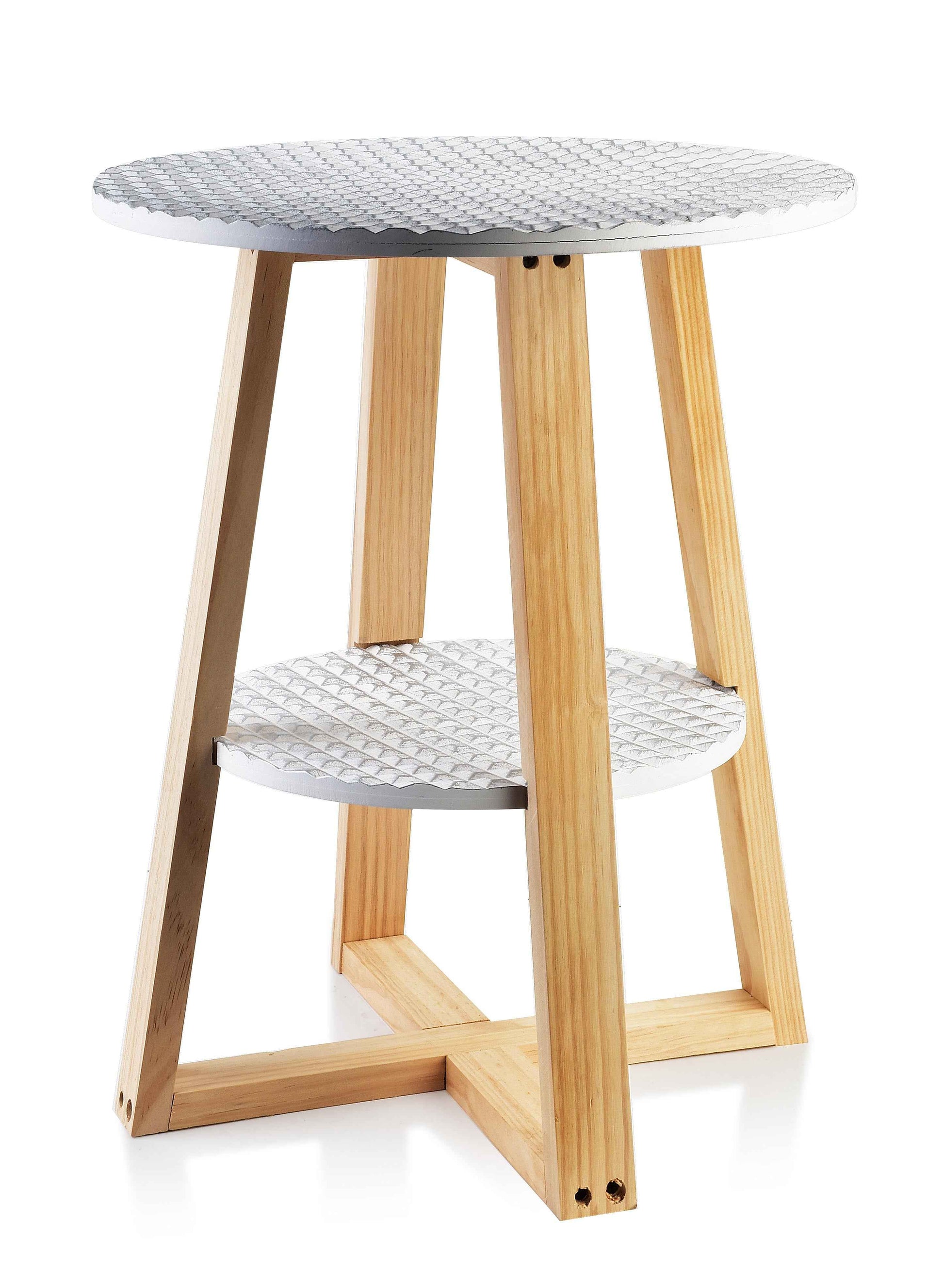 Lammy Beistelltisch weiß gold 2 Tischplatten