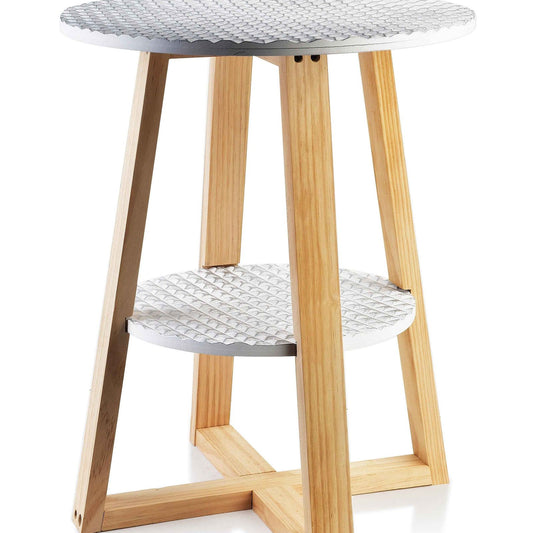 Lammy Beistelltisch weiß gold 2 Tischplatten