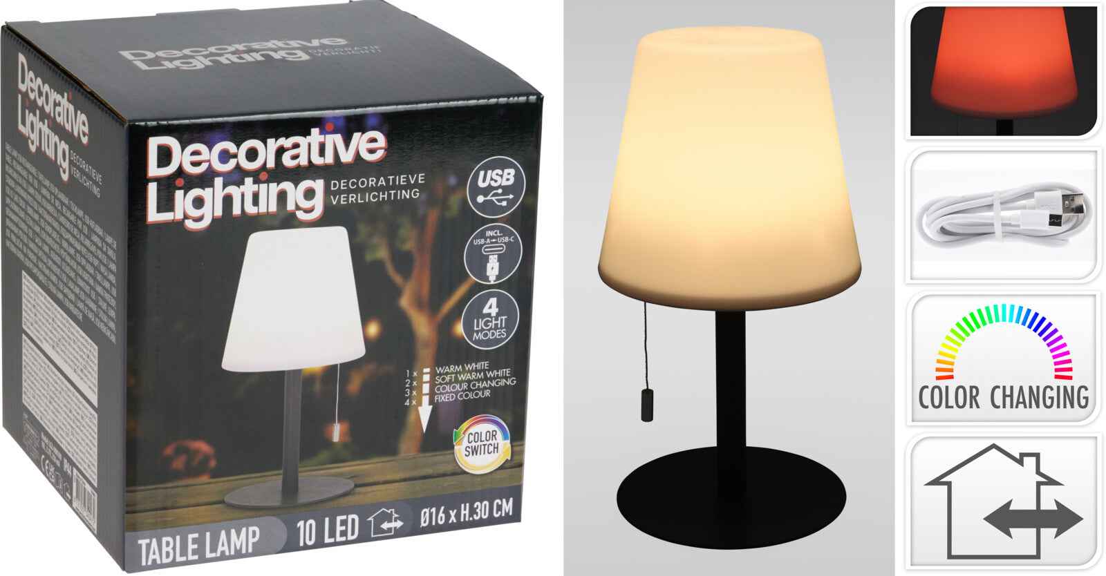 Farbwechselnde Lampe mattschwarz