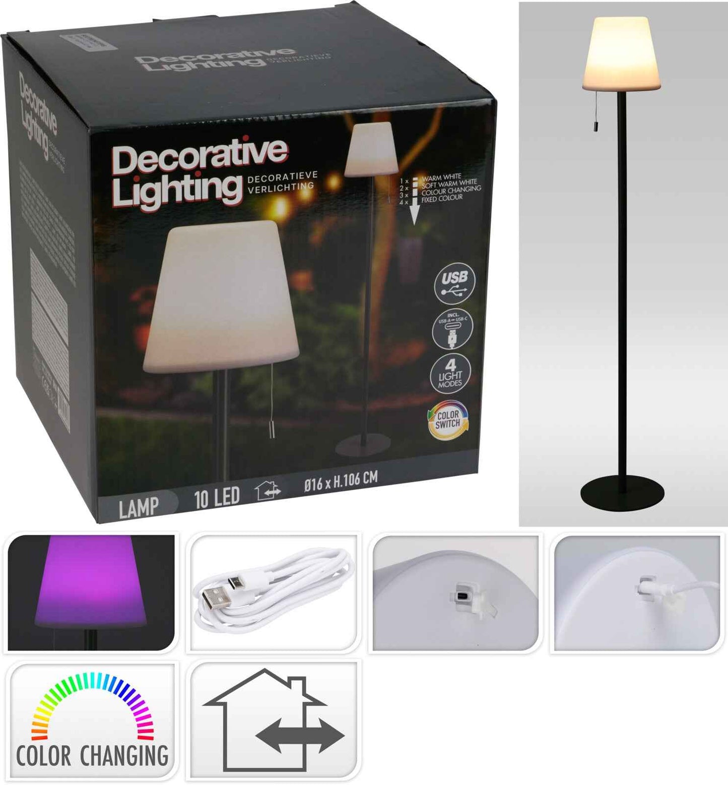 Farbwechselnde Lampe mattschwarz